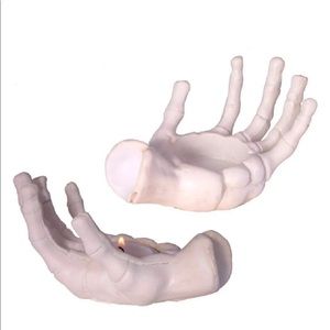 Two Skeleton hand  tea light candle holders
